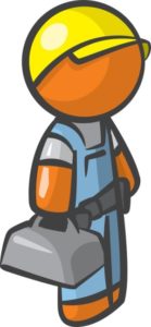 Animated image of electrician holding a tool box