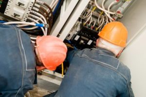 The electrician workers checking the electricity fault in underground at Frederick, MD