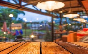 The restaurant with Wooden table and lighting at Frederick, MD