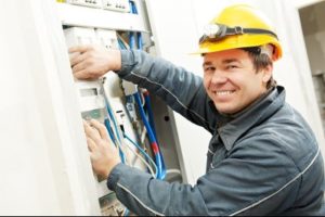 The man checking building electricity at Frederick, MD