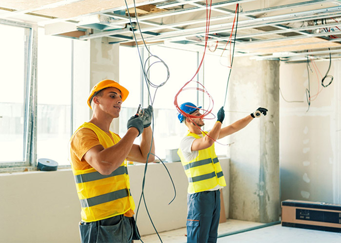 Electrician working in a construction site in Frederick, MD